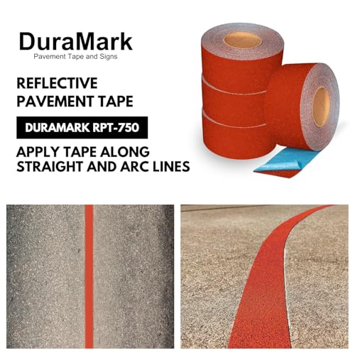 DuraMark RPT-750 Reflective Pavement Marking Tape, Red, 3 in x 18 ft Roll - color: Red, size: 3 Inch x 18 Ft