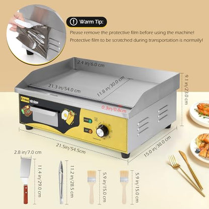 Dyna-Living Commercial Electric Griddle 22'' Stainless Steel Flat Top Grill - color: Stainless Steel