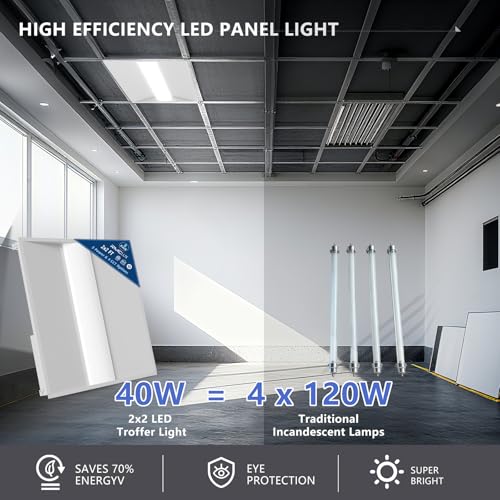 Dimi 2x2 LED Troffer Light,Selectable 4CCT,5200 LM,0-10V Dimmable,2Pack