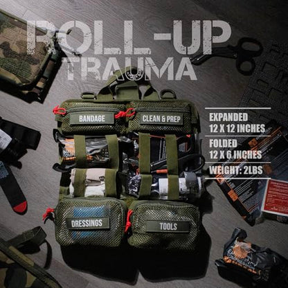 EVERLIT Roll Up Trauma First Aid Kit with CAT Tourniquet-Tactical IFAK Emergency Medical Kit for Outdoor, Vehicle & Home Preparedness-Quick Release Molle Bag for First Responders (Coyote Brown) - color: Coyote Brown