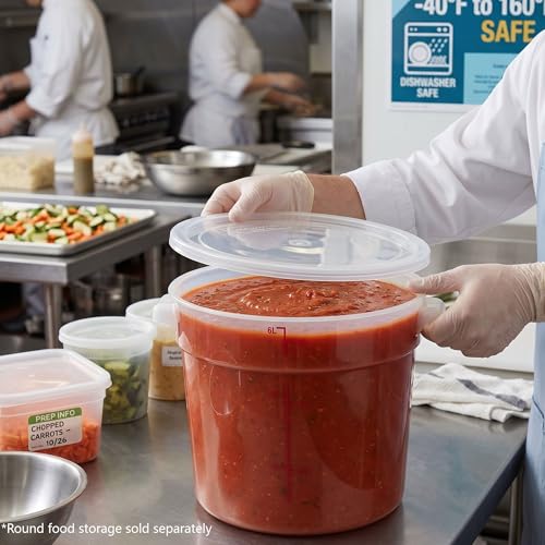 TrueCraftware- Translucent Round Polypropylene Food Storage Container Lid Fits 6 and 8 Qt. Round Containers Replacement Lid for Meal Prep Kitchen Pantry Commercial Restaurant - color: Lid - Fits 6&8qt