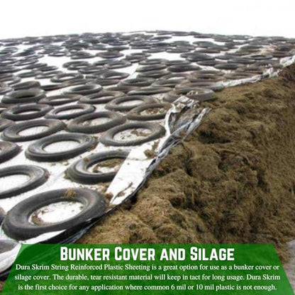 Farm Plastic Supply - String Reinforced Silage Cover Black/White - 12 Mil - Heavy Duty Polyethylene Plastic for Silage, Bunker Cover for Farming, Agriculture (24' x 25') - size: 24' x 25'