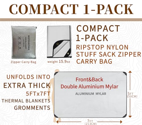 Heavy Duty Survival Blanket -Multifunctional Reflective Tarp Thermal Blanket - 60" x 83" Waterproof Sandproof for Camping Hiking Outdoors Multifunctional Emergency Blanket… - color: Double Aluminium