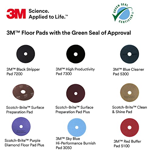 3M Blue Cleaner Floor Pad 5300, 11", 5/Case - size: 11 inches