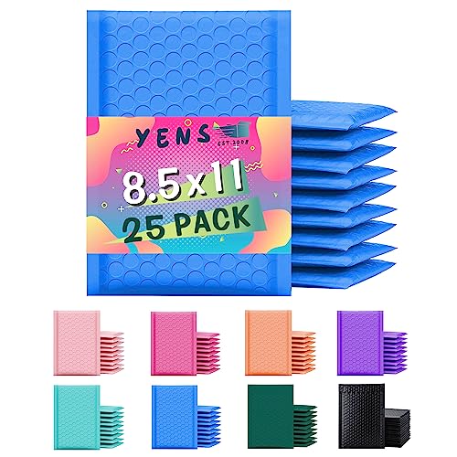 Yens Blue Poly Bubble Mailers 8.5x12 25 Pack Usable 8.5x11 - color: Blue, size: 8.5" x 12"