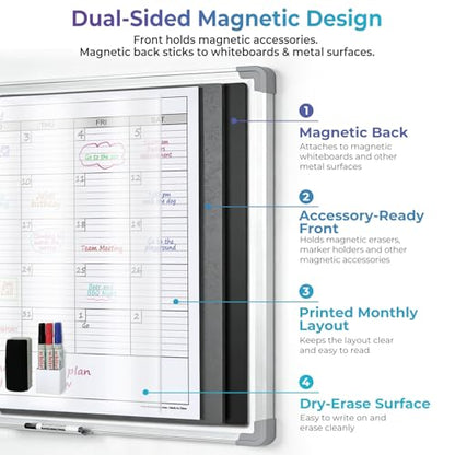 Extra Large Magnetic Dry Erase Calendar, 38x50” - color: Magnetic