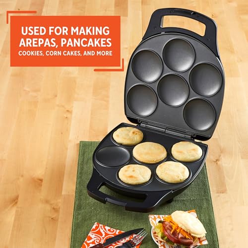 IMUSA 6 Slot Electric Arepa Maker with Temperature Control, Matte Black - size: 6 Slot, style: Arepa maker