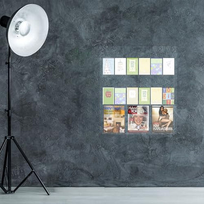 Acrylic Brochure Holder Wall Mount – 3 Magazine Racks & 12 Trifold Pamphlet Holders, Clear Literature Organizer for Office, Home, School, Clinic, Retail - Wall Mounted Flyer Display Rack, Transparent