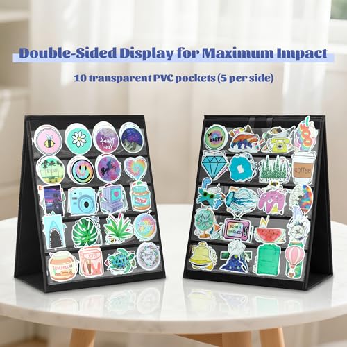 PACMAXI Double-Sided Portable Sticker Display Stand Organizer - color: Black