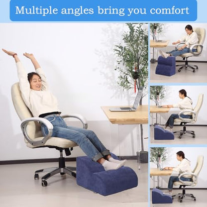 Foot Rest for Under Desk at Work.Multifunctional 3-Tier Foot Stool - color: Dark Blue