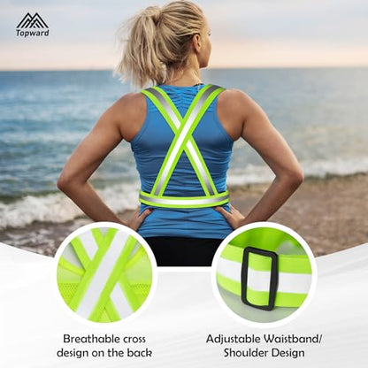 Topward Running Vest Chest Phone Holder for Women Men, Reflective Vest Safety Gear for Dog Walking Cycling - Adjustable Waist/Shoulder - color: Green