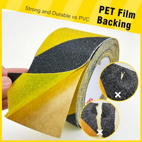 S&X Anti Slip Tape 1in x 60ft Grip Tape for Stairs & Ramps, Black/Yellow - color: Black/Yellow, size: 1" X 60'