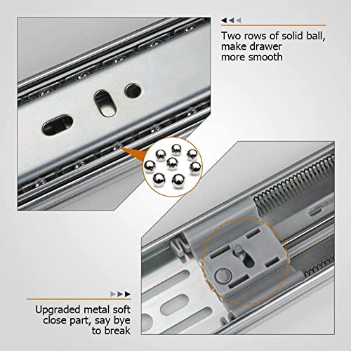 LONTAN 1 Pair Soft Close Drawer Slides 20 Inch Heavy Duty Cabinet Rails - color: Silver-Soft Close, size: 20 Inch - Drawer Slide
