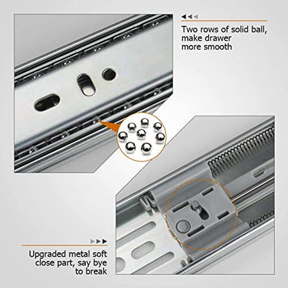 LONTAN 1 Pair Soft Close Drawer Slides 18 Inch Heavy Duty Cabinet Rails - color: Silver-Soft Close, size: 18 Inch - Drawer Slide