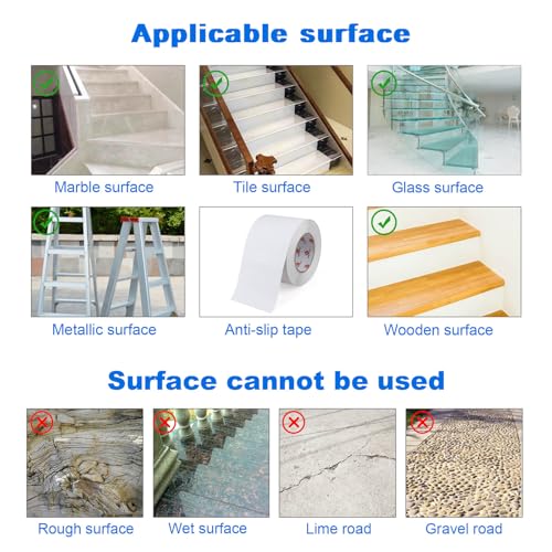 BOMEI PACK Anti Slip Traction Tape,4 Inch x 33 Ft,Heavy Duty Non Slip Tape,Grip Tape for Stairs, Tread Step, Indoor & Outdoor Use,Waterproof Stairs Non Skid Treads (White) - color: White
