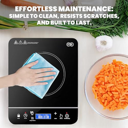 OMEO Portable Induction Cooktop Hot Plate Countertop Burner 1800 Watts Induction Burner with LCD Sensor Touch, LED Display, 10 Temperature Levels, Child Safety Lock, Auto Shutoff Function - size: Singe Burner