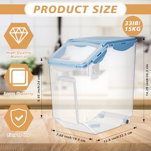 Umigy 4 Pack 30 LB Airtight Dog Food Storage Container with Wheels, Blue - color: Blue