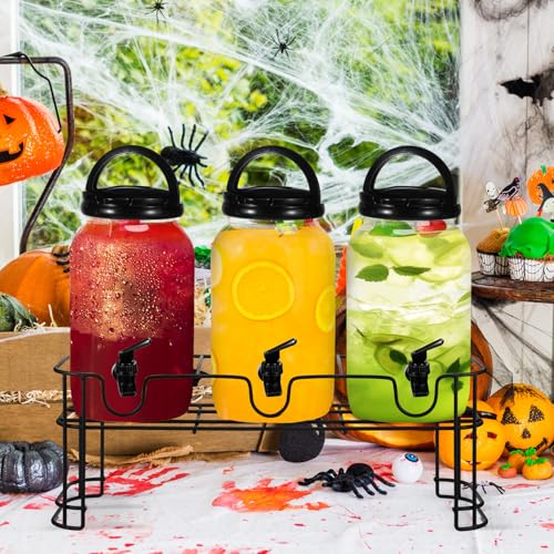 Tanlade 3 Pcs Drink Dispensers with Stand for Parties, 1 Gallon Set, Black - color: Black