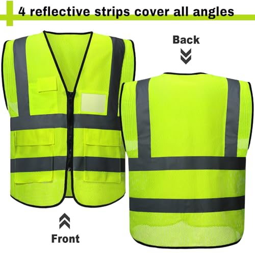 JaGely 50 Pack Reflective Safety Vests with Pockets