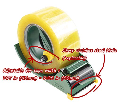 2 Inch Packing Tape Gun Dispenser, Width-Adjustable Box Sealer, Lightweight Ergonomic Industrial Heavy Duty Tape Cutter for Carton, Packaging and Box Sealing, Pink
