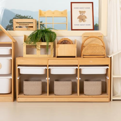 OIAHOMY 3 PACK Cube Storage Bins Storage Baskets Shelf Bins Brown - color: Brown