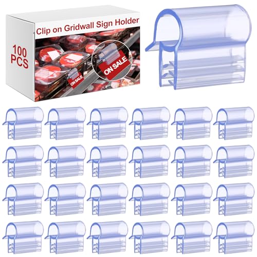 Kathfly 100 Pcs Gridwall Sign Holder Clips 1 In, Wire Shelf Label Holder - size: 1 Inch