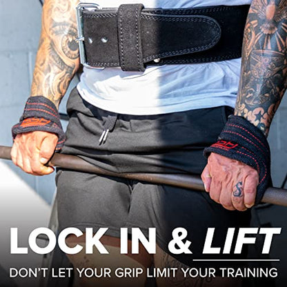 SERIOUS STEEL FITNESS Red Figure 8 Lifting Straps | Deadlift & Strongman Axle Straps - 3 Sizes - color: Black, size: (80 CM - Axle Bars)