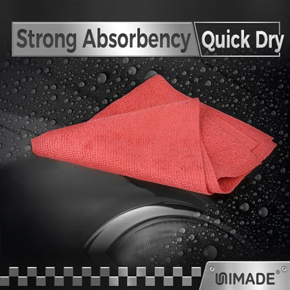 UNIMADE Microfiber Cleaning Cloth, 24 Pack Reusable Microfiber Towels - color: Red, size: 24pk