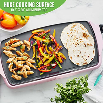 GreenLife 20" Extra Large Electric Griddle, Pink - color: Soft Pink