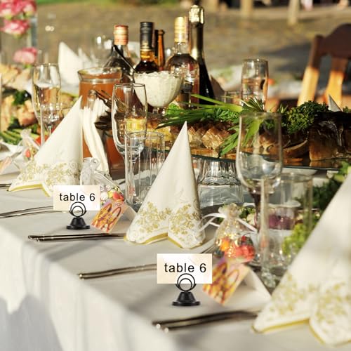 NQEUEPN 12Pcs Table Number Holders, Metal Black Finish Wire Picture Stands