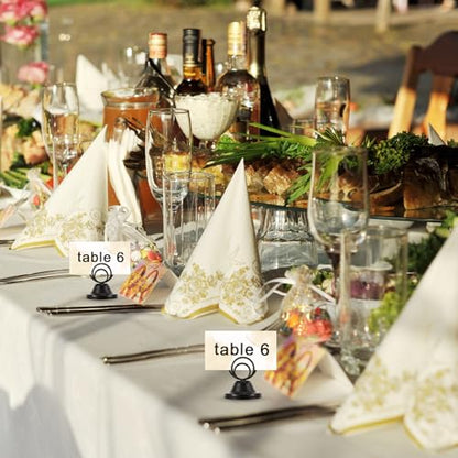 NQEUEPN 12Pcs Table Number Holders, Metal Black Finish Wire Picture Stands