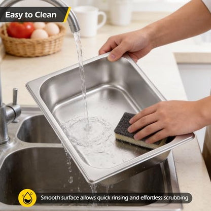 Dyna-Living Steam Table Pan 1/2 Half Size 4 Inch Deep Pan 4 Pack Hotel Pans - color: Without Lids, size: 4 Inch Deep