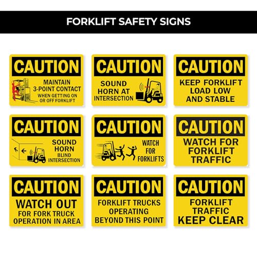 StickerJet OSHA Caution Sign Maintain 3-Point Contact When Getting On Or Off Forklift Stickers – Self Adhesive Vinyl 5-Pack, Sign for Warehouse and Industrial Waterproof & UV Resistant (3.5" x 5") - color: Caution: Maintain 3-Point Contact, size: 3.5" x 5