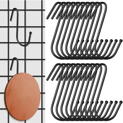 Hicarer 20 Pcs 3.5 Inch Gridwall Hooks S Shaped Panel Hanging Clips