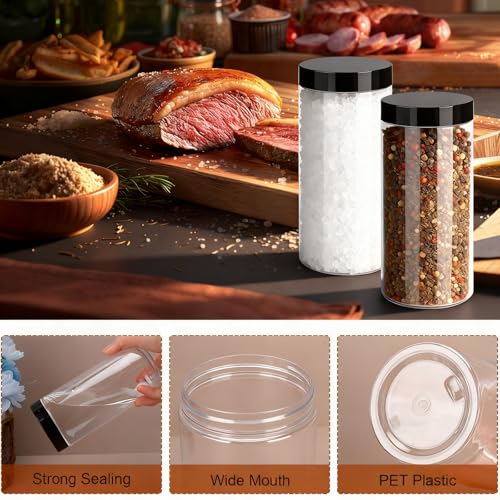 Plastic Jars with Lids,OBKJJ 34 PCS 16 OZ Large Capacity Clear Storage Containers with Leakproof Lids Reusable Empty Storage Container for Dry Food Spice Candy Cookie Household and Kitchen Organizing