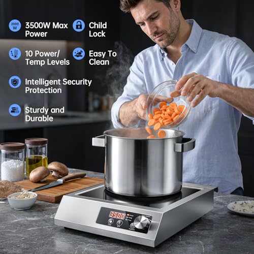 3500W Commercial Induction Cooktop with Knob and LCD