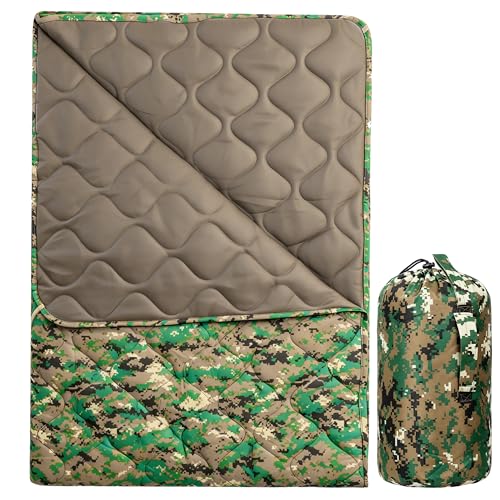 Lenotos Woobie Blanket, Thermal Insulated Military Poncho Liner, Water-Resistant, Portable, Insulation, for Hiking, Survival with Compression Carry Bag (Marpat) - color: Marpat