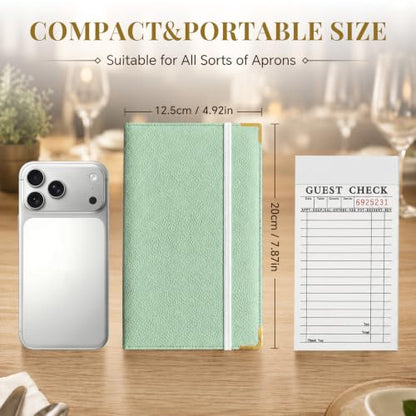 Server Book,7 Pocket Zipper Organizer,Server Books for Waitress - color: Green