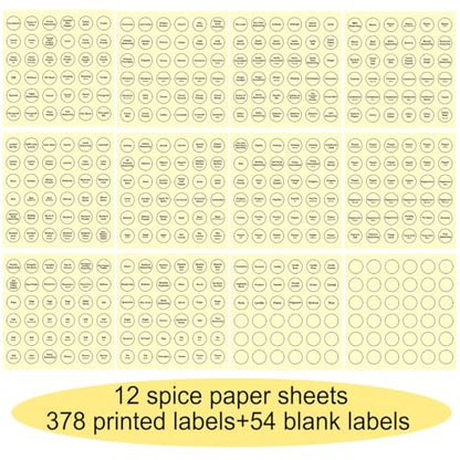 Spice Labels, 432Pcs Spice Labels Stickers 1.4in Waterproof Adhesive Round Preprinted Spice with Blank Label Black Tear Resistant Sticker for Kitchen Jars Caps Food Containers Organizers - color: T Black