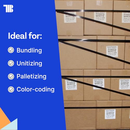 TapeManBlue Strapping Tape, Black Tensilized Polypropylene Strapping Tape for Banding, Bundling, Packaging and Palletizing, Made in USA (18 mm x 55m (96 Rolls)) - size: 18 mm x 55m (96 Rolls)