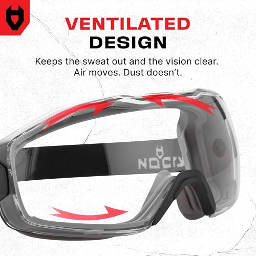 NoCry Anti-Fog Safety Goggles Over Glasses, Dust Eye Protection, ANSI Z87.1