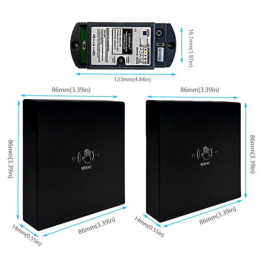 Olideauto Wireless Infrared Non-Touch Switch M-605MHW for Electric Door Opener,Hand Wave Sensor Open Door,Sensoring Distance Adjustable,Include 2PCS Wireless Switches and 1PCS Wired Receiver (Black) - color: Black