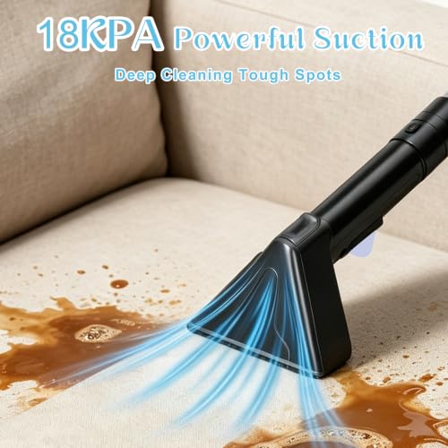 18Kpa Carpet Cleaner Machine, Portable Carpet and Upholstery Cleaning Machine, Deep Cleaning for Rugs, Couch, Car Interiors Stains, Pet & Family Friendly, 120V (HAZE BLUE) - color: HAZE BLUE