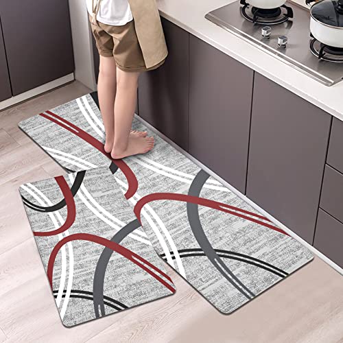 Artnice Kitchen Rugs Set of 2, Modern Cushioned Anti-Fatigue Floor Mat - size: 17.3" x 30" + 17.3" x 47.2"