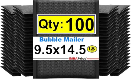 iMBAPrice Black Poly Bubble Mailers #4, 9.5x14.5 Inch, 100-Pack - color: Black Poly Bubble, size: 9.5"x14.5" Poly (100 Envelopes)