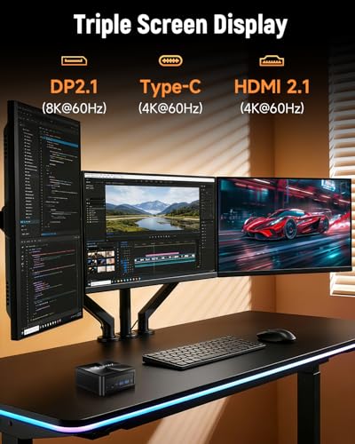 Gaming Mini PC with AMD Ryzen 7 8745HS (Upgraded 7840HS/7735HS) Up to 4.9GHz 8C/16T,16GB RAM (Upgradable to 256GB) & 512GB M.2 NVMe SSD Desktop Mini Computers Office Home,2.5GbE,Triple 8K Display Bmax - color: Space Black