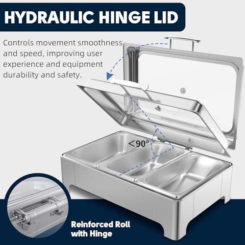 Electric Chafing Dish, 3 x 3QT Buffet Warmer with Glass Lids - size: 606-Triple Pan