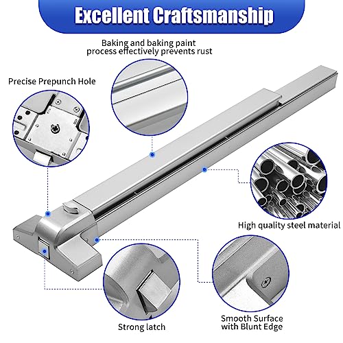 31" Push Bar Panic Exit Device,Aluminum - color: No handle