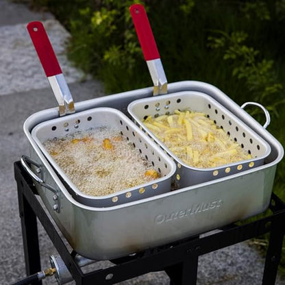 OuterMust 58,000 BTU Outdoor Fish Fryer with Baskets and Lid, 18 Qt. Propane Deep Fryer and 2 Inner Baskets, Ideal for Frying Fish, Chicken Wings, French Fries - size: 18 Qt. with Baskets and Lid