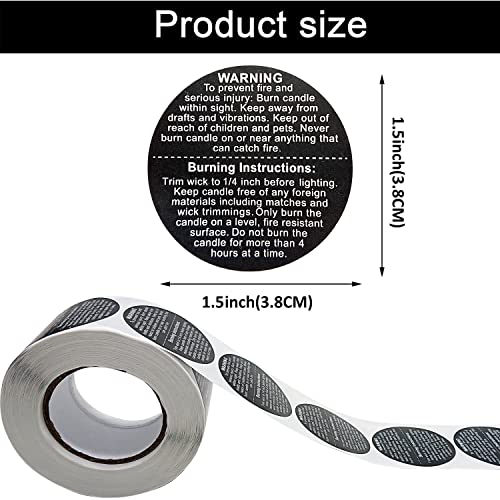 1500 Pcs Candle Warning Labels,1.5inch Candle Jar Container Stickers - color: Black